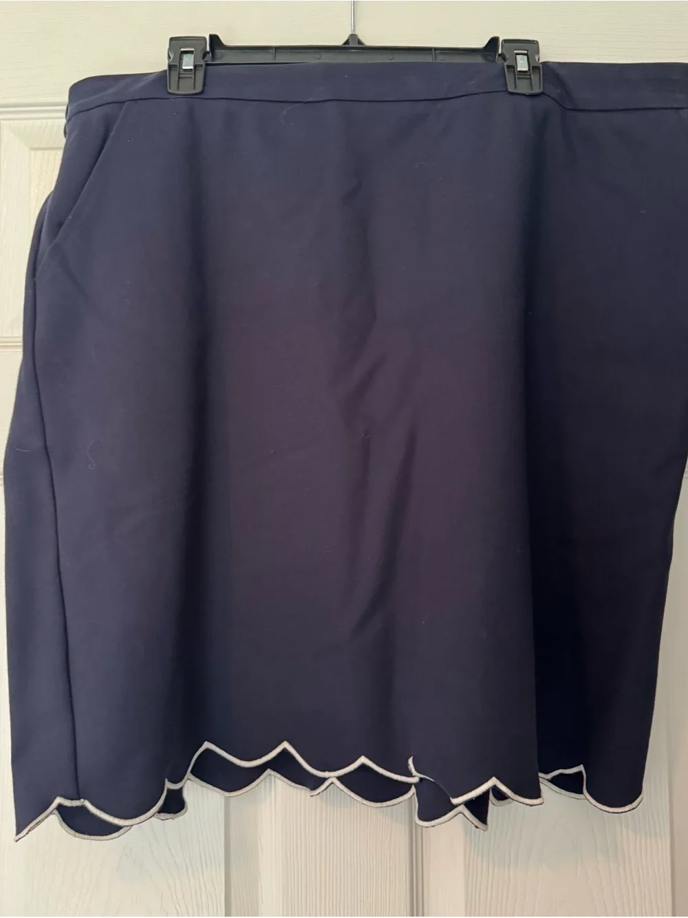 Skies Are Blue Navy Scalloped Hem Skirt